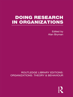 cover image of Doing Research in Organizations (RLE